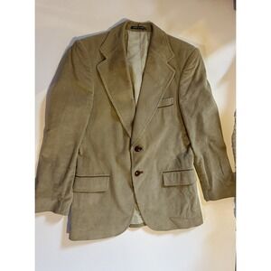 INDUYCO Mens Jacket Blazer Camel Leather‎ Piping Corduroy Vintage Size 40 Spain